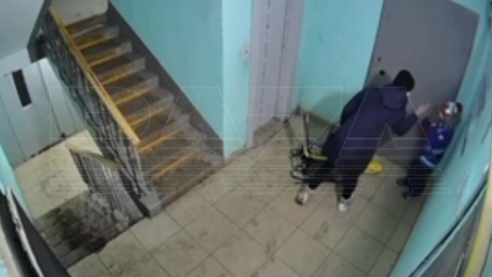    Камеры зафиксировали действия женщины в подъезде и лифте. Источник: Baza