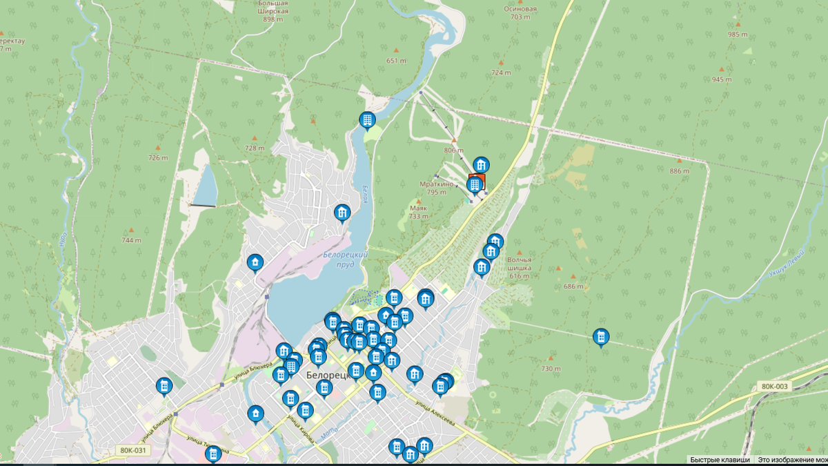 Расположение горнолыжного комплекса Мраткино