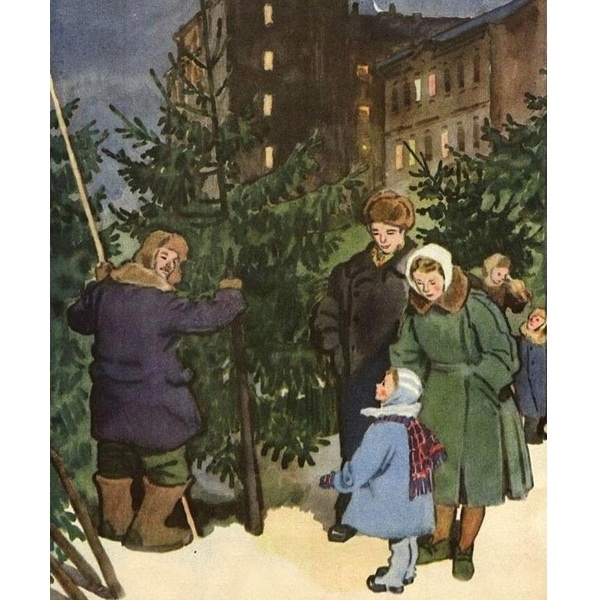 Наум Цейтлин. Ёлочный базар. 1956