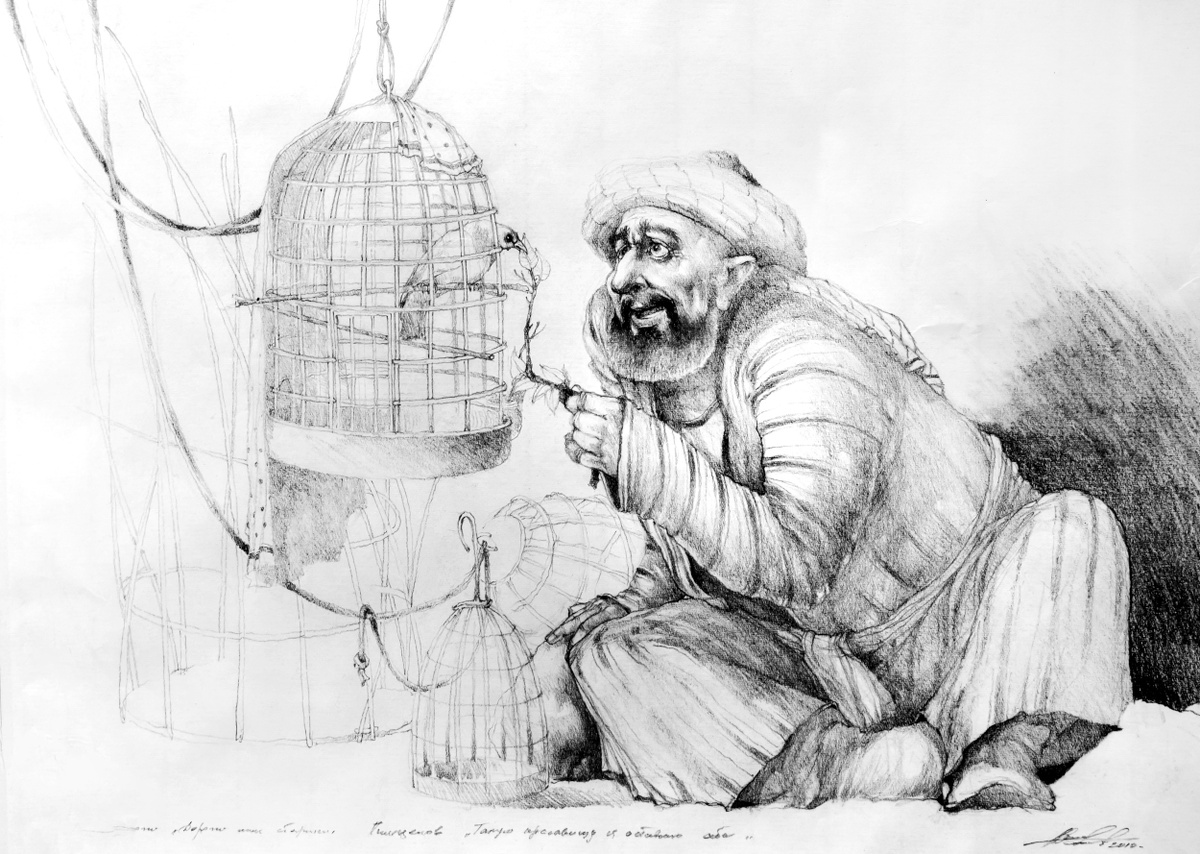 Анвар Мамаджанов. Из серии «Старики». Карандаш, бумага. 2010-2025