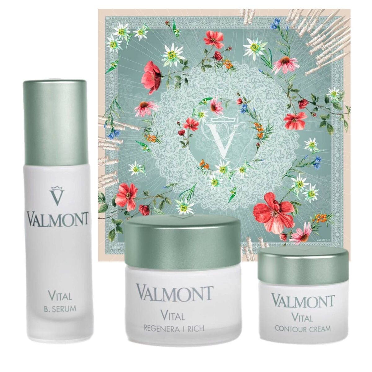     Идея подарка — средства Valmont линии Vitality. В честь юбилея бренд создал шелковый платок, выпущенный ограниченным тиражом, отражающий символы Дома и ДНК новой коллекции. (tsum.ru)