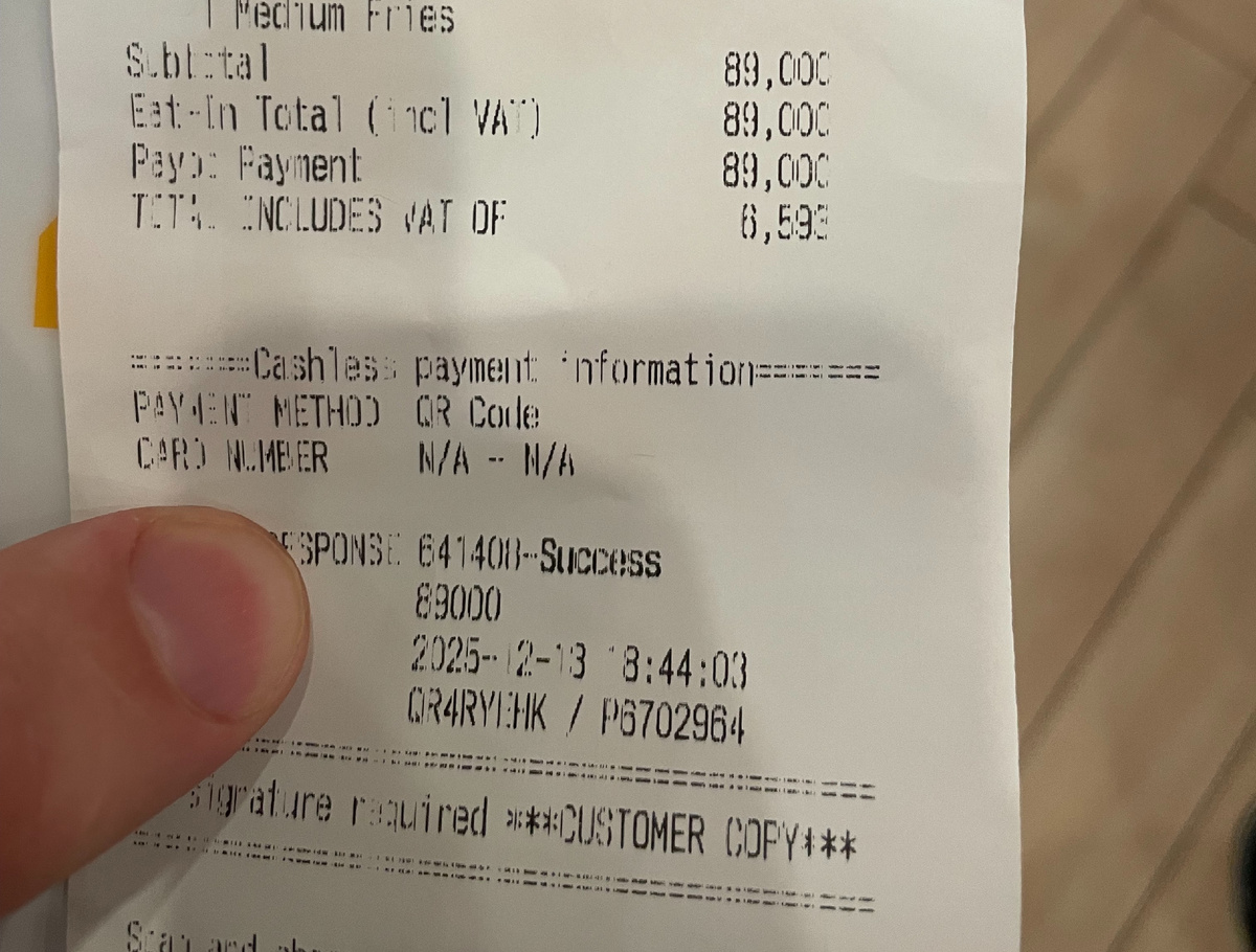 Чек на оплату в Маке