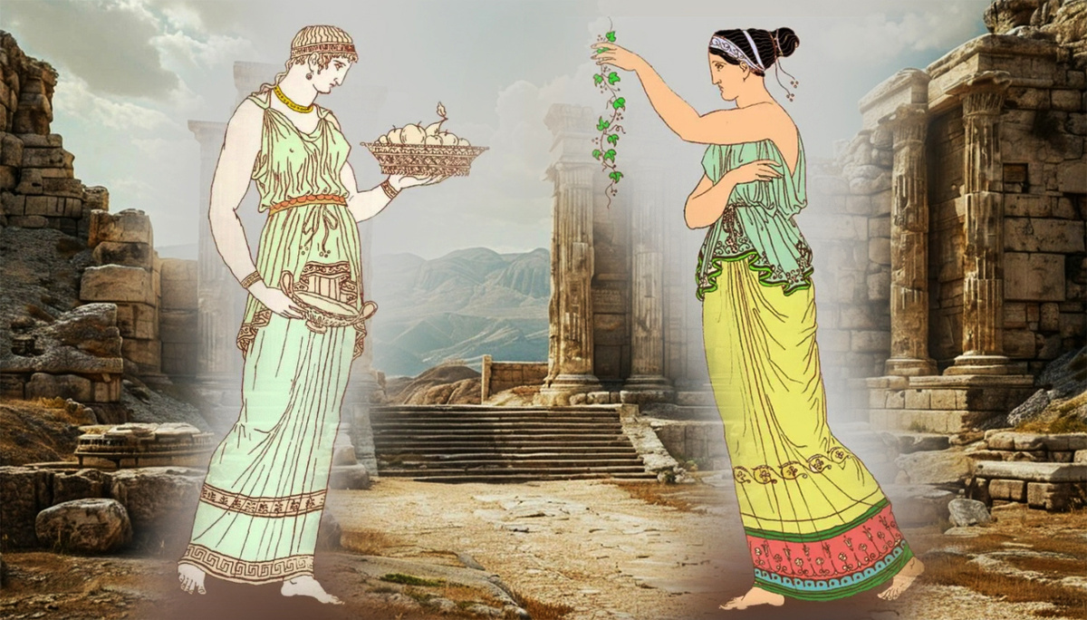 Греческие девушки в хитонах