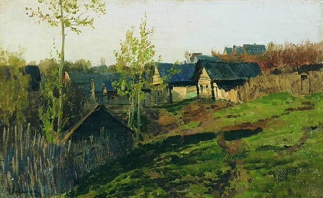 Левитан Избы, освещенные солнцем.