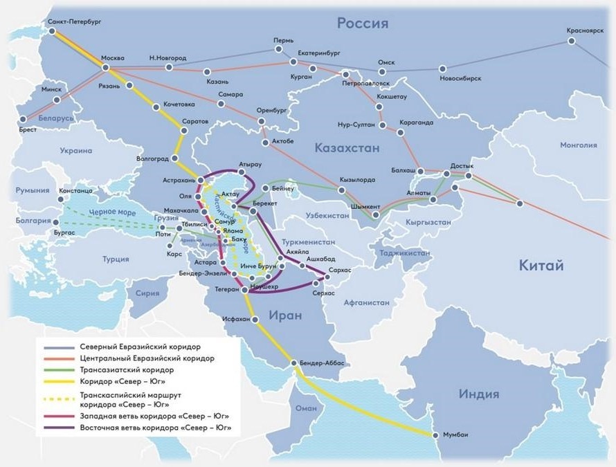 В группе евразийских коридоров МТК «Север – Юг» занимает видное место