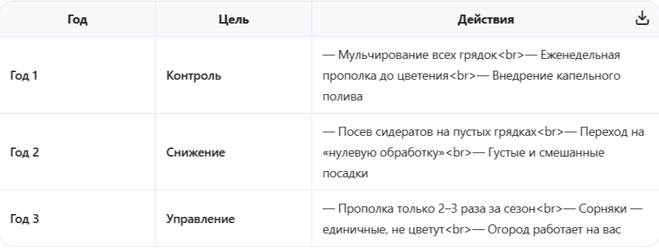 Итоговая стратегия: как выйти из «колеса сорняков» за 3 года