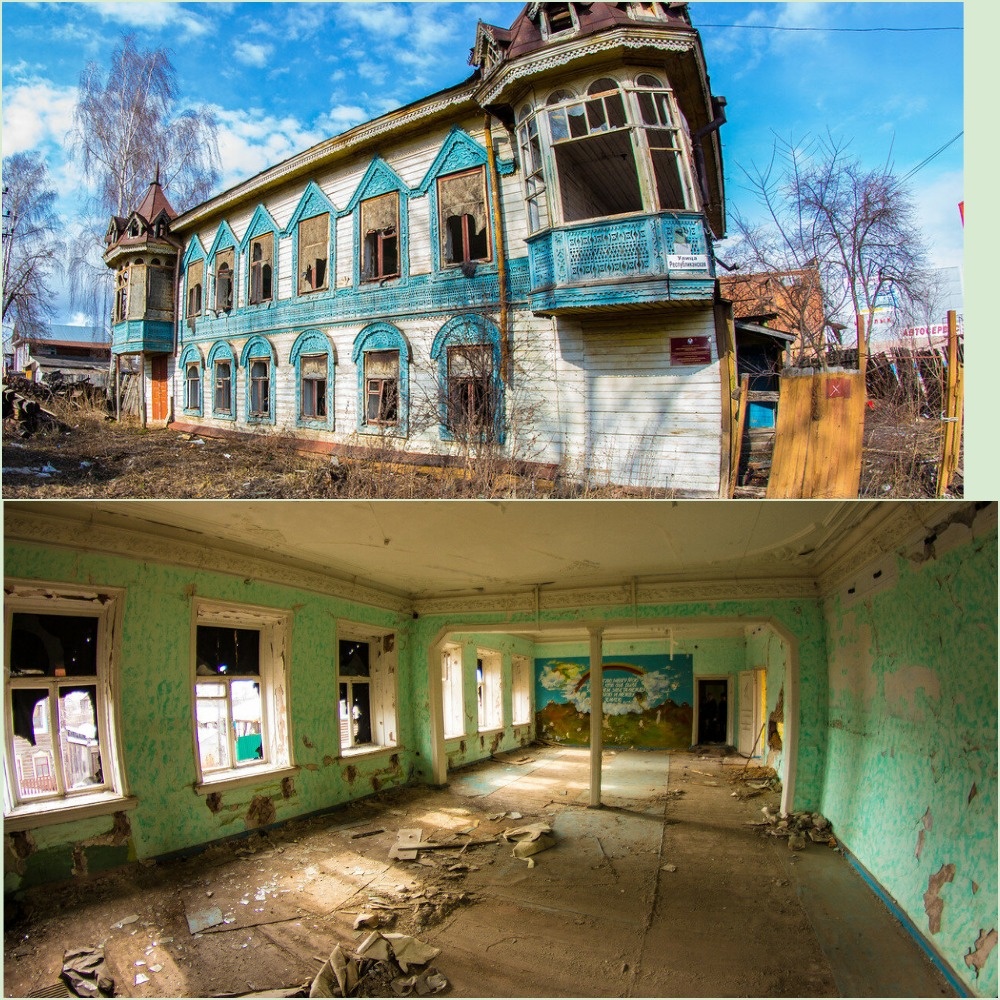 фотографии Д. Солодянкина, коллаж мой, у него есть пост в ЖЖ о разрушении этого дома 2015г.