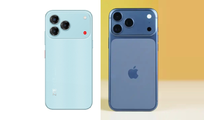 ZTE Blade V80 Vita слева и iPhone 17 Pro справа