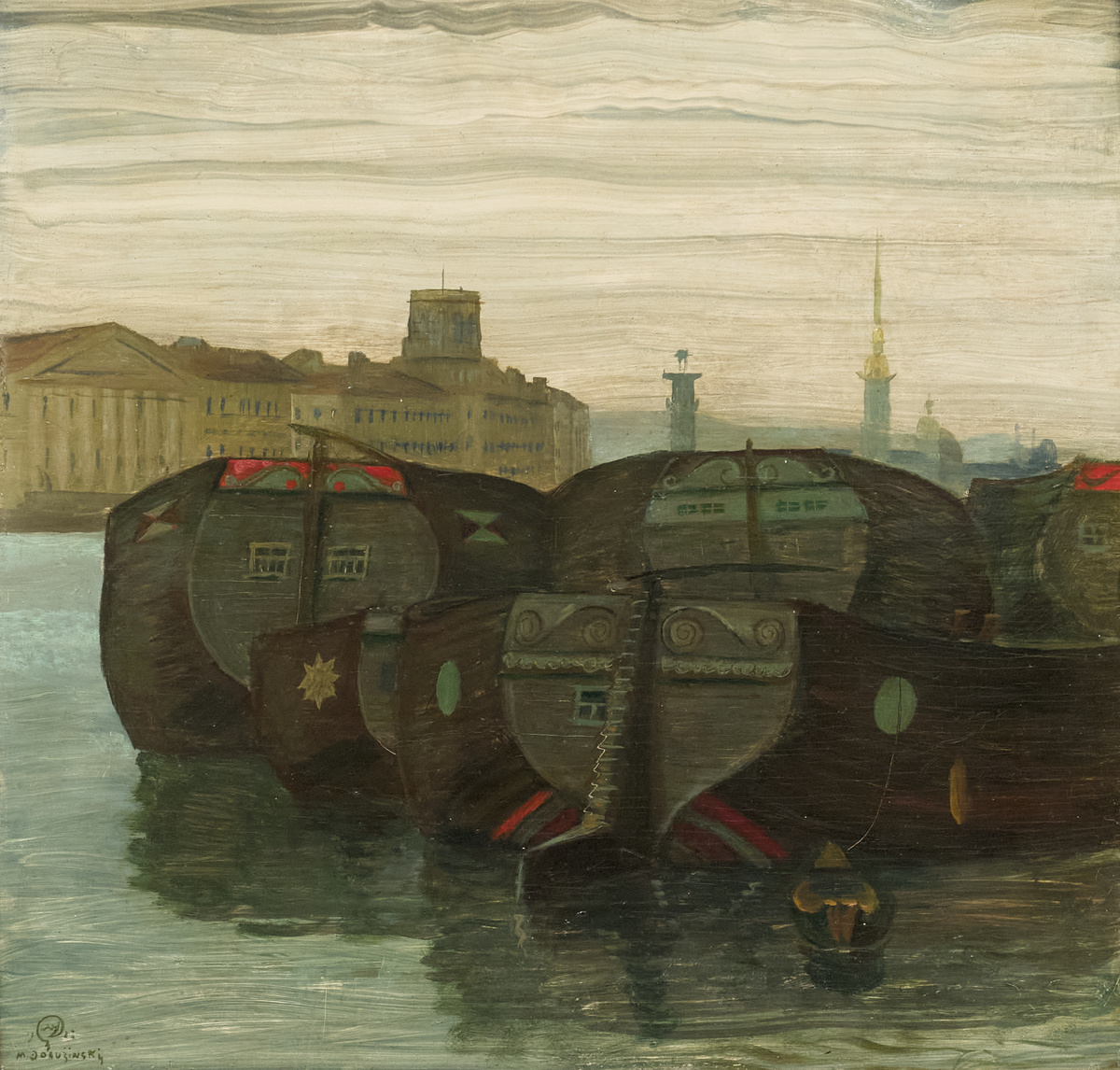 Добужинский М. В. Нева. Начало 1920-х. Фанера, мало; 38,5х39,5. Собрание галереи "Наши художники"
