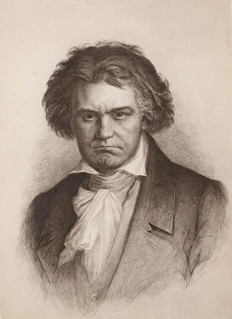 Портрет Л. В. Бетховена. Репродукция с портрета Л. Михалека. Из фондов Музея музыки.