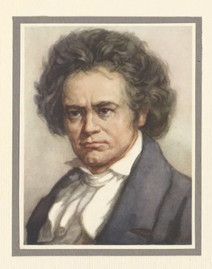 Бетховен Л. Портрет погрудный. С гравюры, 1955. Из фондов Музея музыки.