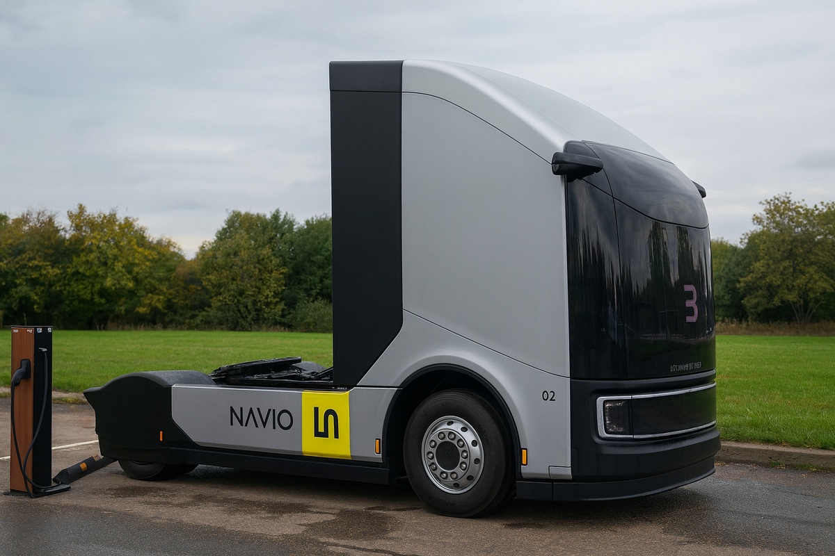 Беспилотный грузовик на зарядке