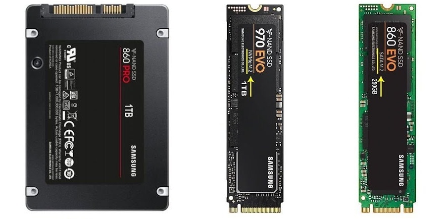                           2,5  дюйма                                            M.2 NVMe                                 M.2 SATA  