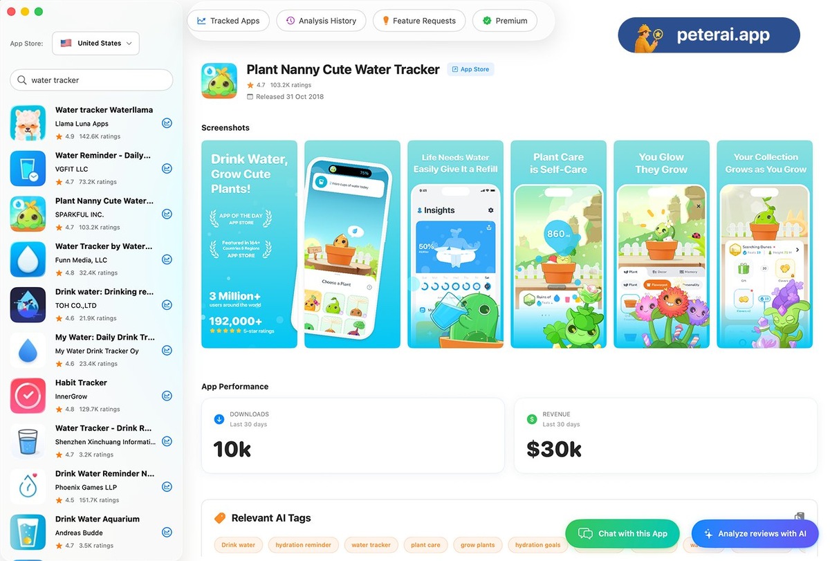 Приложение Plant трекер воды с геймификацией