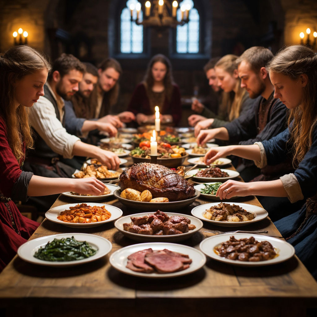 Средневековье. Застолье