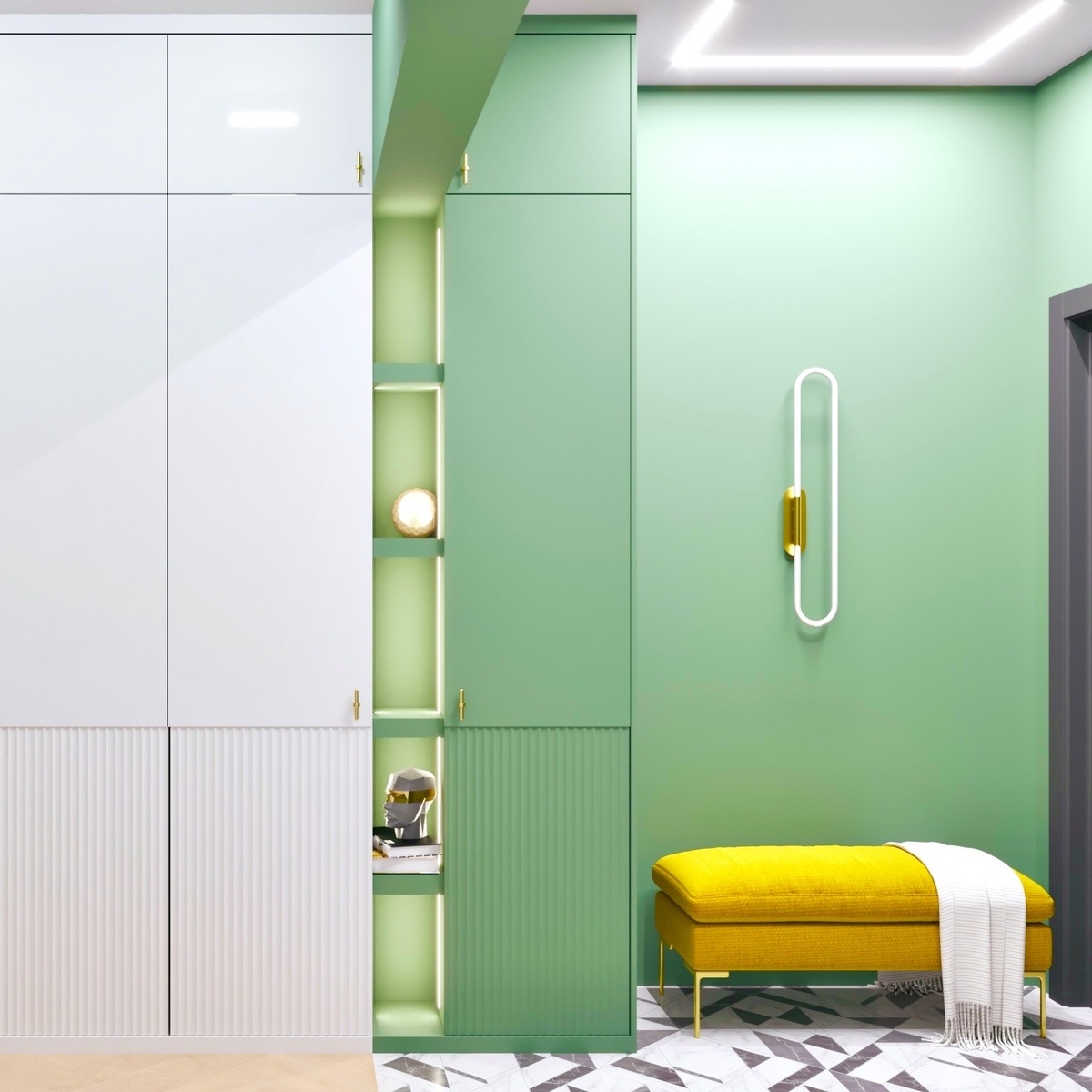 Шкаф после появления балки