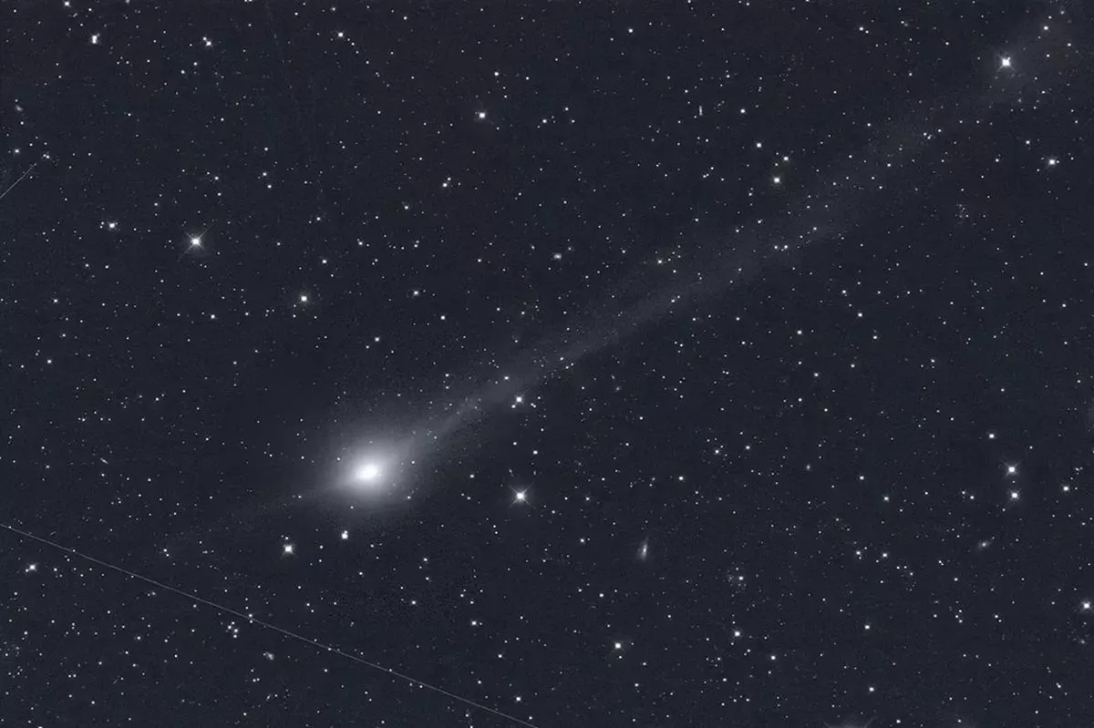 Межзвездная аномалия 31/ATLAS вновь обзавелась новым «антихвостом» (Изображение: Майкл Йегер и Джеральд Реманн).