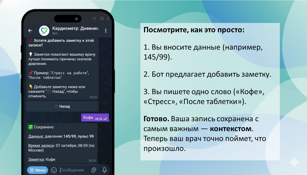 кардиометр, дневник давления, цифровой бот помощник по контролю давления