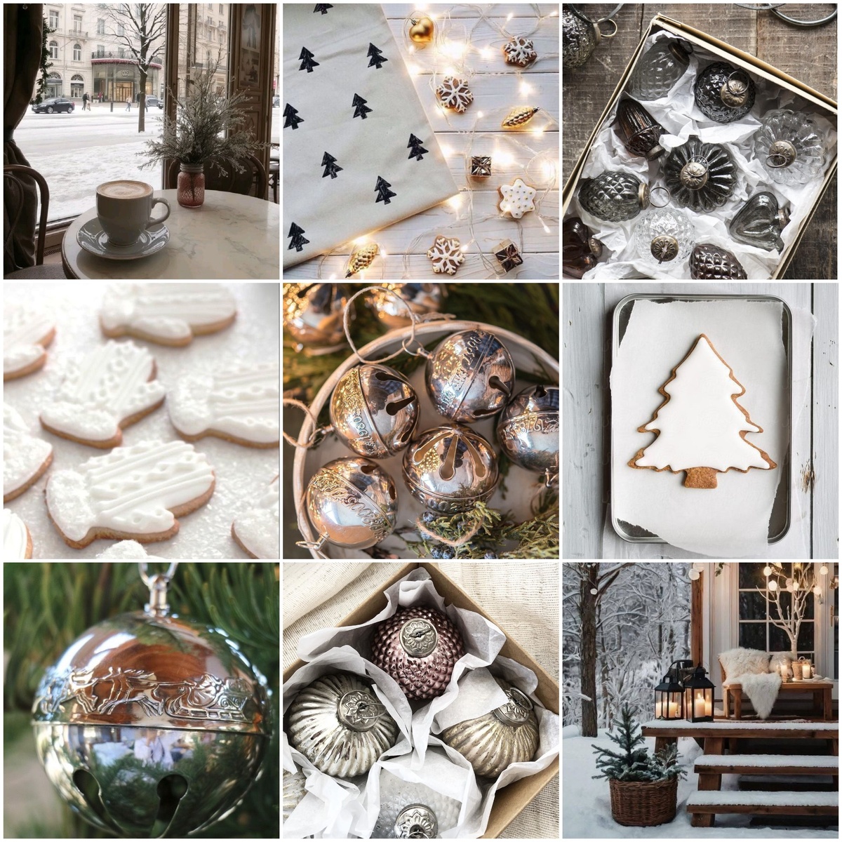 1. Серебристо-белый декор нового года. Иллюстрации из открытых источников, коллажи авторские.