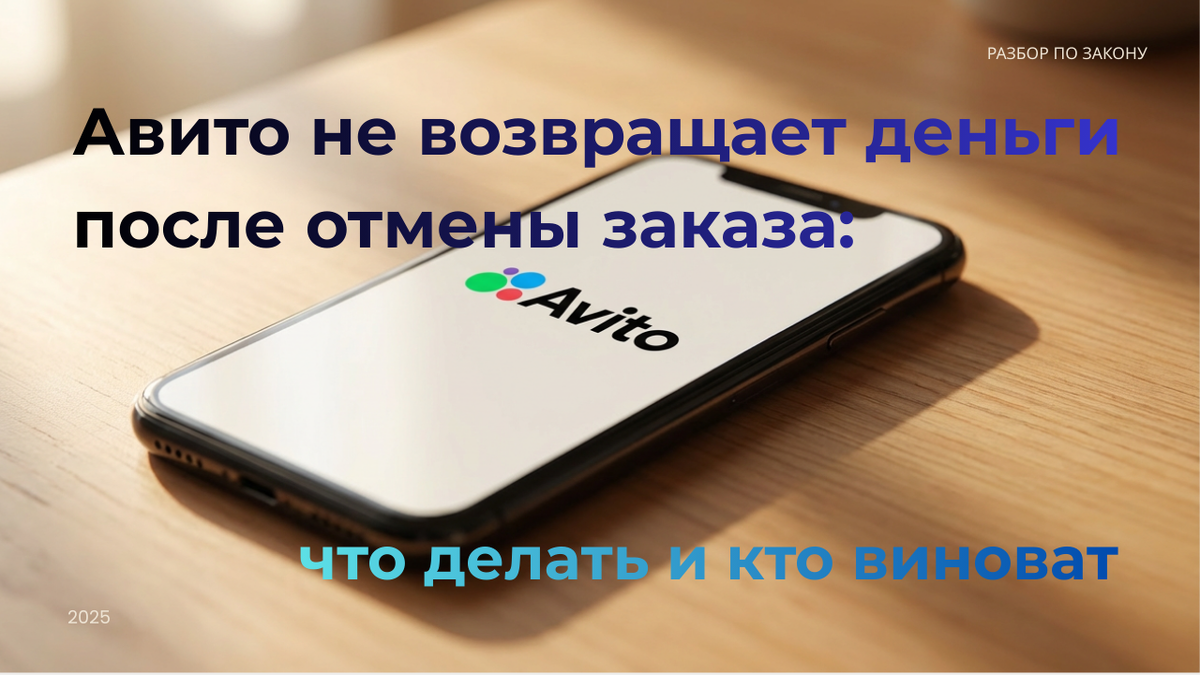 Оплатили заказ на Авито, сразу отменили его, а деньги не вернули? Разбираем, какие сроки возврата установлены законом, кто несёт ответственность и как действовать, если Авито затягивает возврат средств.