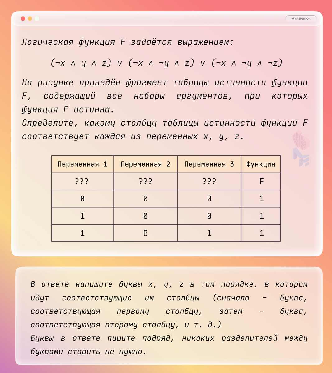 Условие задачи ЕГЭ задание №2 Монотонные функции.