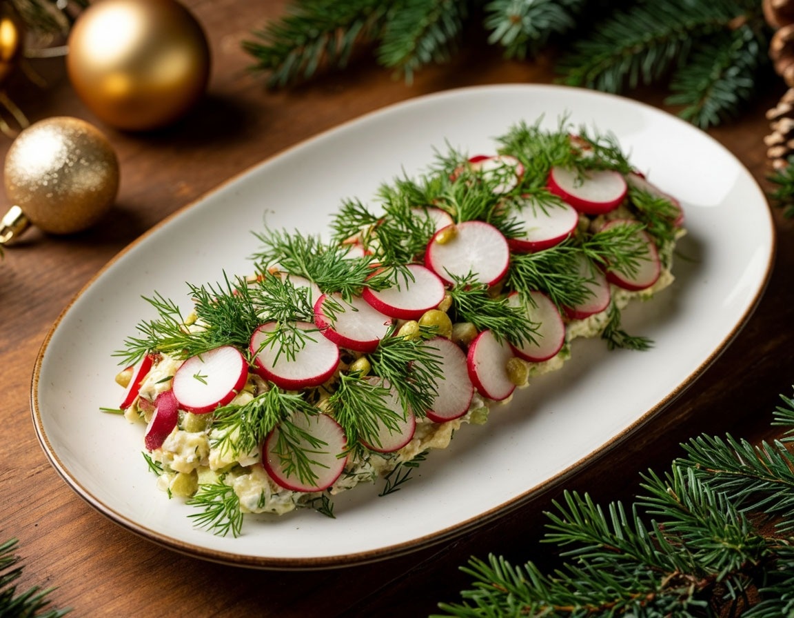 Лёгкий и сытный кето-салат в праздничной подаче.