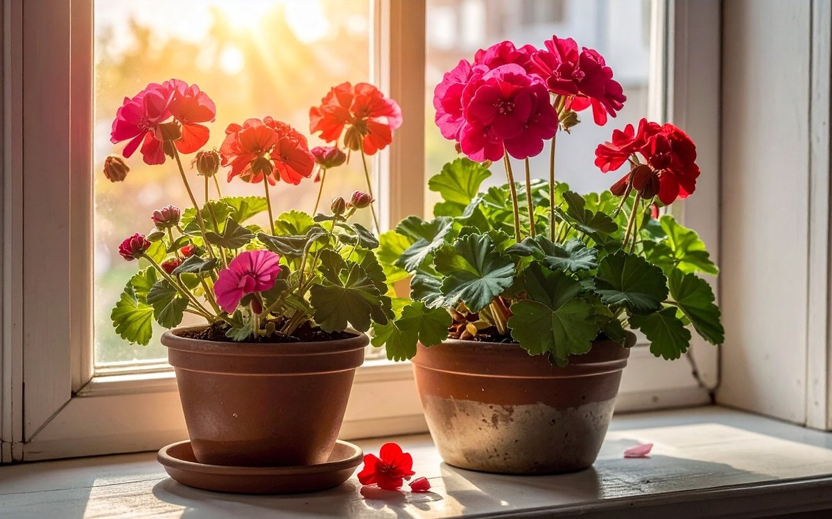 Подкормка пеларгонии. Сценарий №1 Зимовка на подоконнике при комнатной температуре (без подсветки)