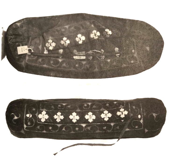 Чемоданец для кольчуги. Россия. XVII в. Музей «Московский Кремль». До реставрации (вверху), после реставрации (внизу). Иллюстрация из статьи Н. П. Синицыной