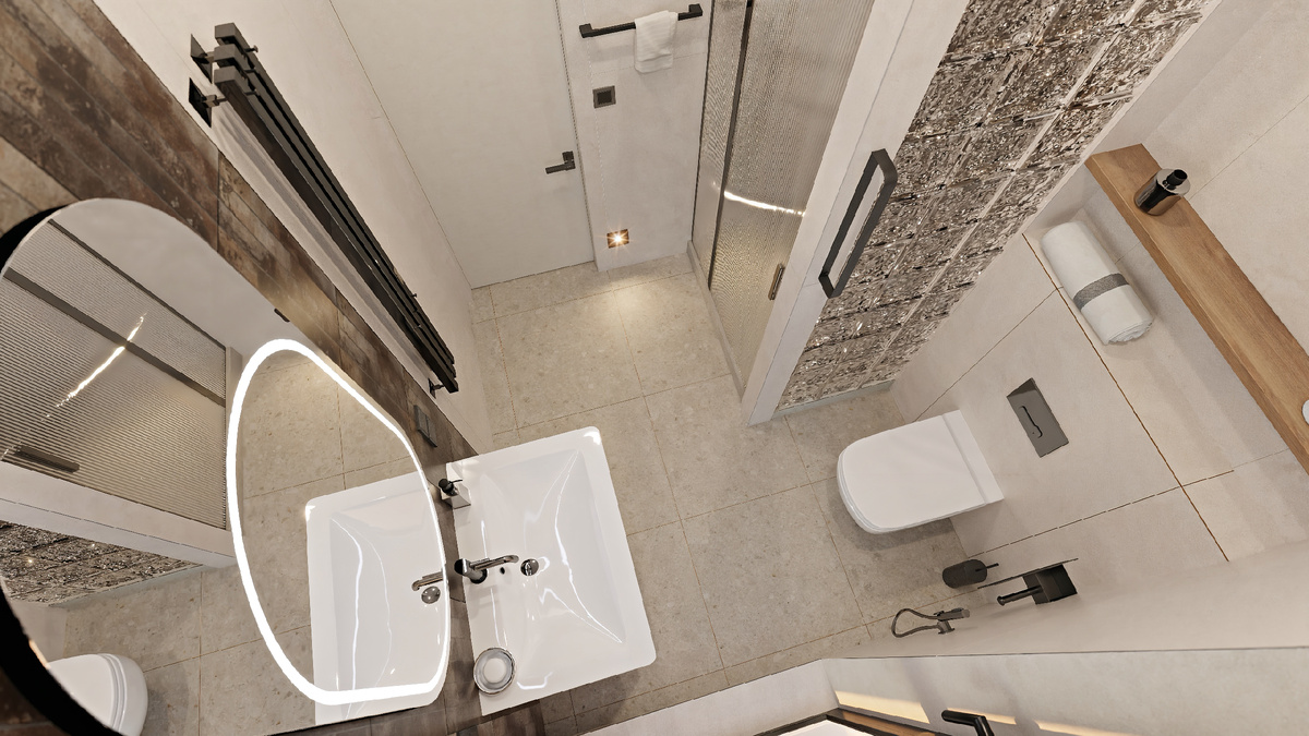 Визуализация душевой в мастер-спальне