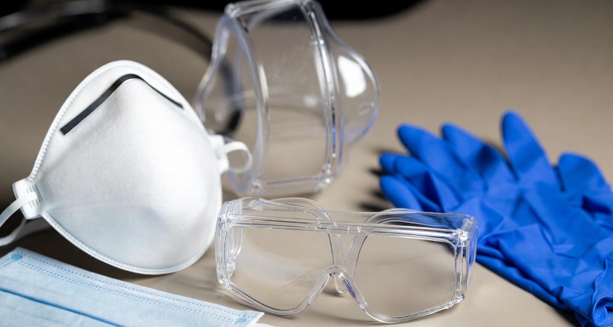 Фото 1: Защитное снаряжение для демонтажа - маска, очки, перчатки