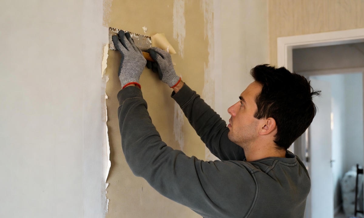 Фото 2: Демонтаж обоев шпателем