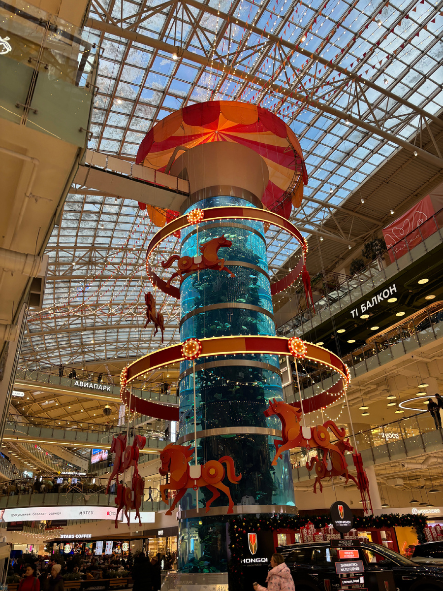 Фото автора. Кино в предновогодье - это хорошая идея. Все сияет и даже аквариумы украшены. Настроение появляется… 