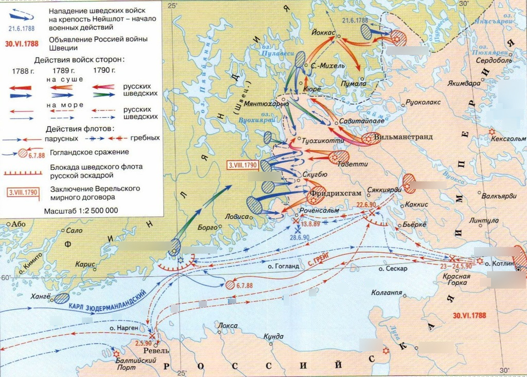 Карта Русско-шведской войны 1788-1790 гг.