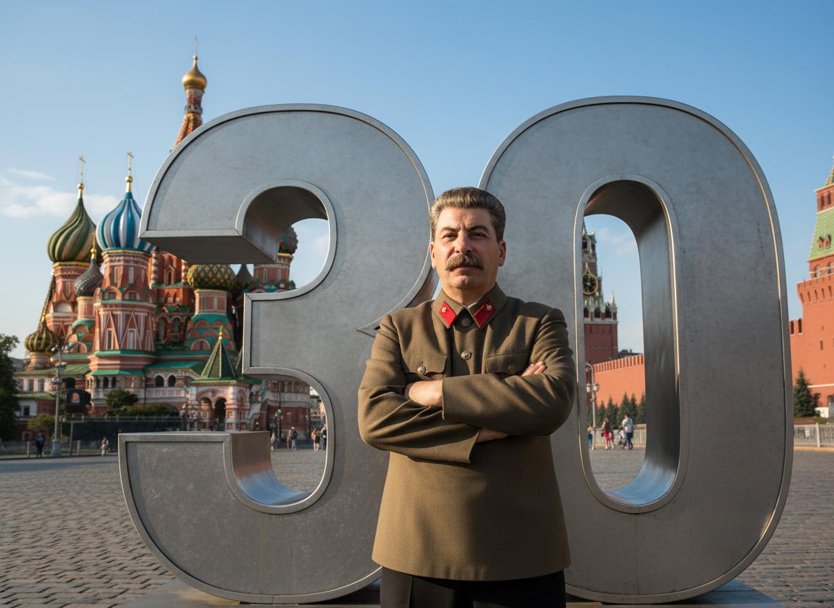 Фотоколлаж автора. Сталин на фоне цифр "30".