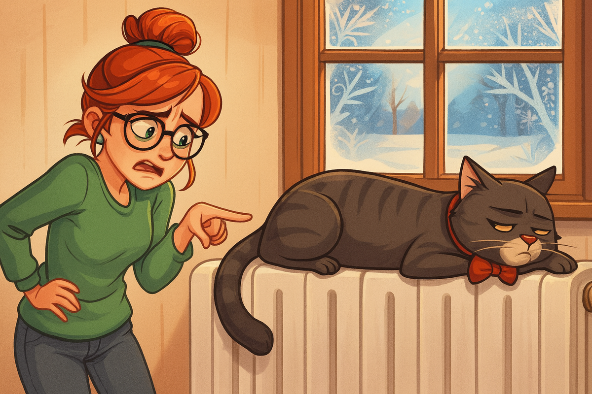 Иллюстрация создана автором с помощью нейросети специально для статьи
"Британский кот демонстративно игнорирует хозяйку: зимняя лень против человеческой активности в одном кадре"
