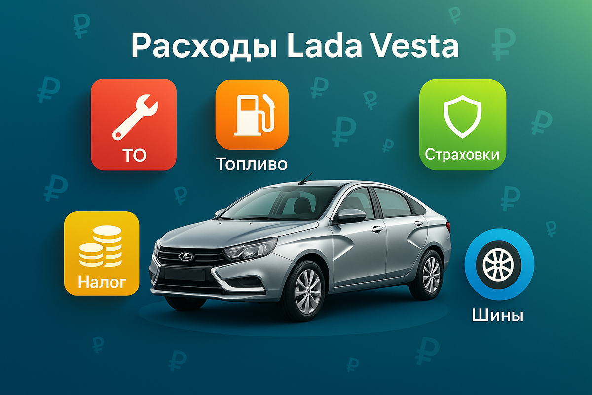Структура расходов на Lada Vesta в конце 2025 года: львиная доля уходит на ТО и топливо, которые выросли в цене критически
