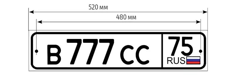    Размеры отечественного номерного знака.