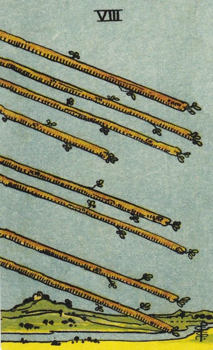 Восьмёрка Жезлов Таро Райдера - Уэйта