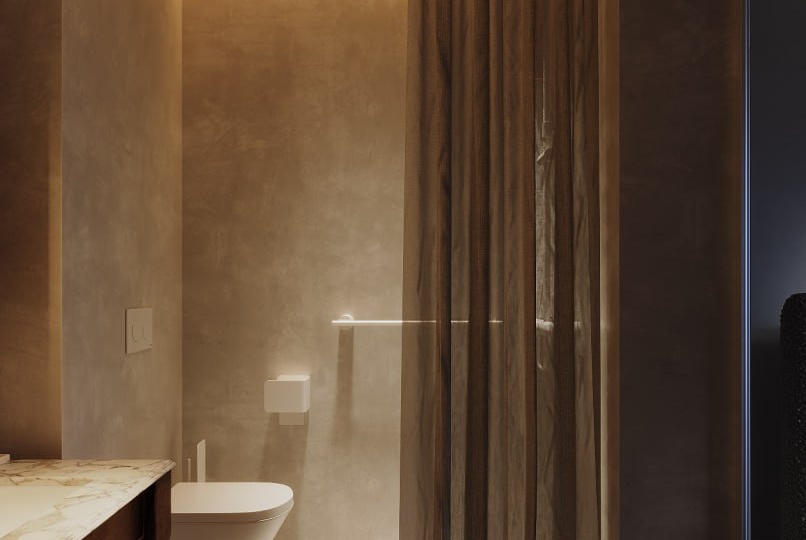 Душевая, наполненная естественным светом