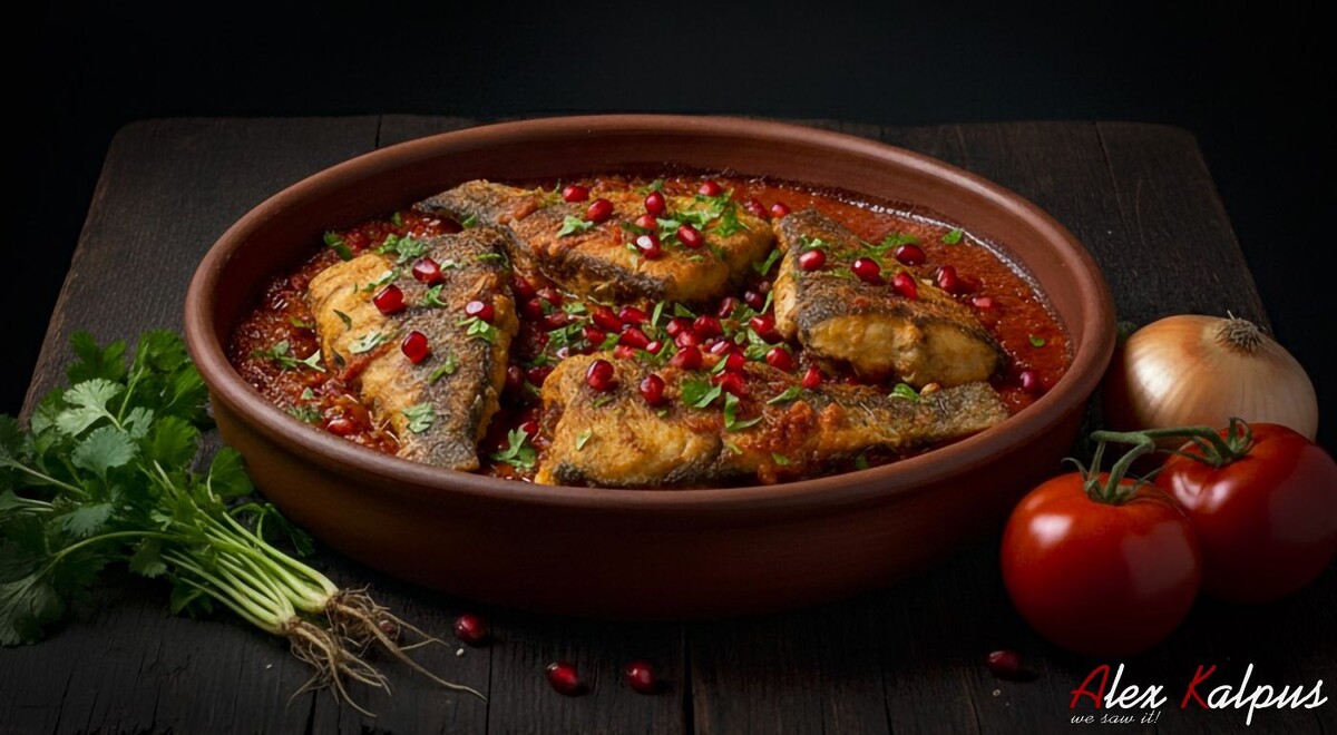 Грузинская жареная рыба в орехово-томатном соусе - путешествие вкуса от кухни к столу
