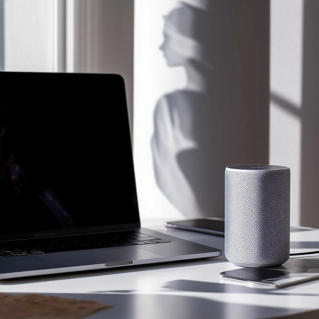 Умная колонка с женским профилем...