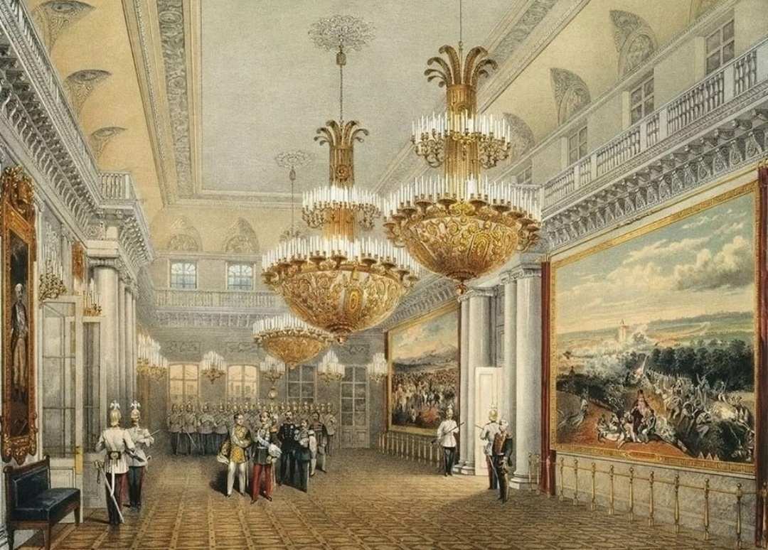 Фельдмаршальский зал Зимнего дворца. 1852 г. Государственный Русский музей, Санкт-Петербург.