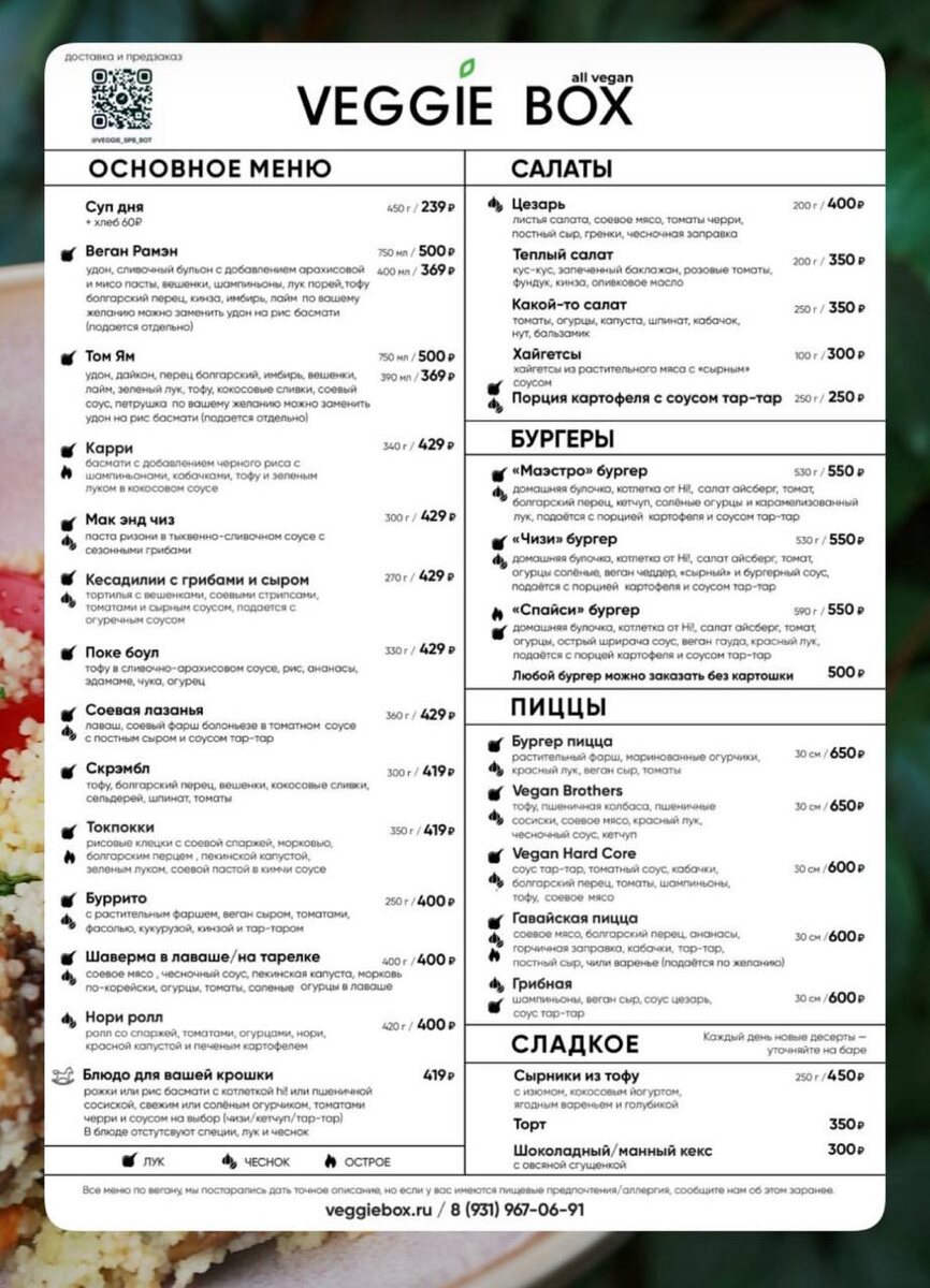 Основное меню (актуальное на декабрь 2025)