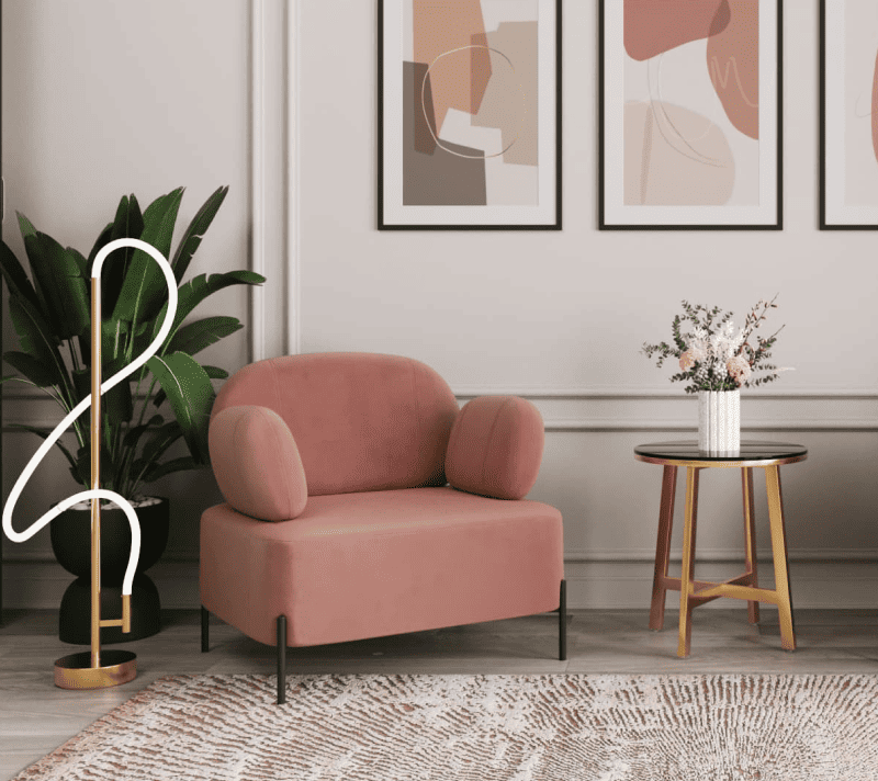 Кресло с подлокотниками Кэнди велюр пыльно-розовый