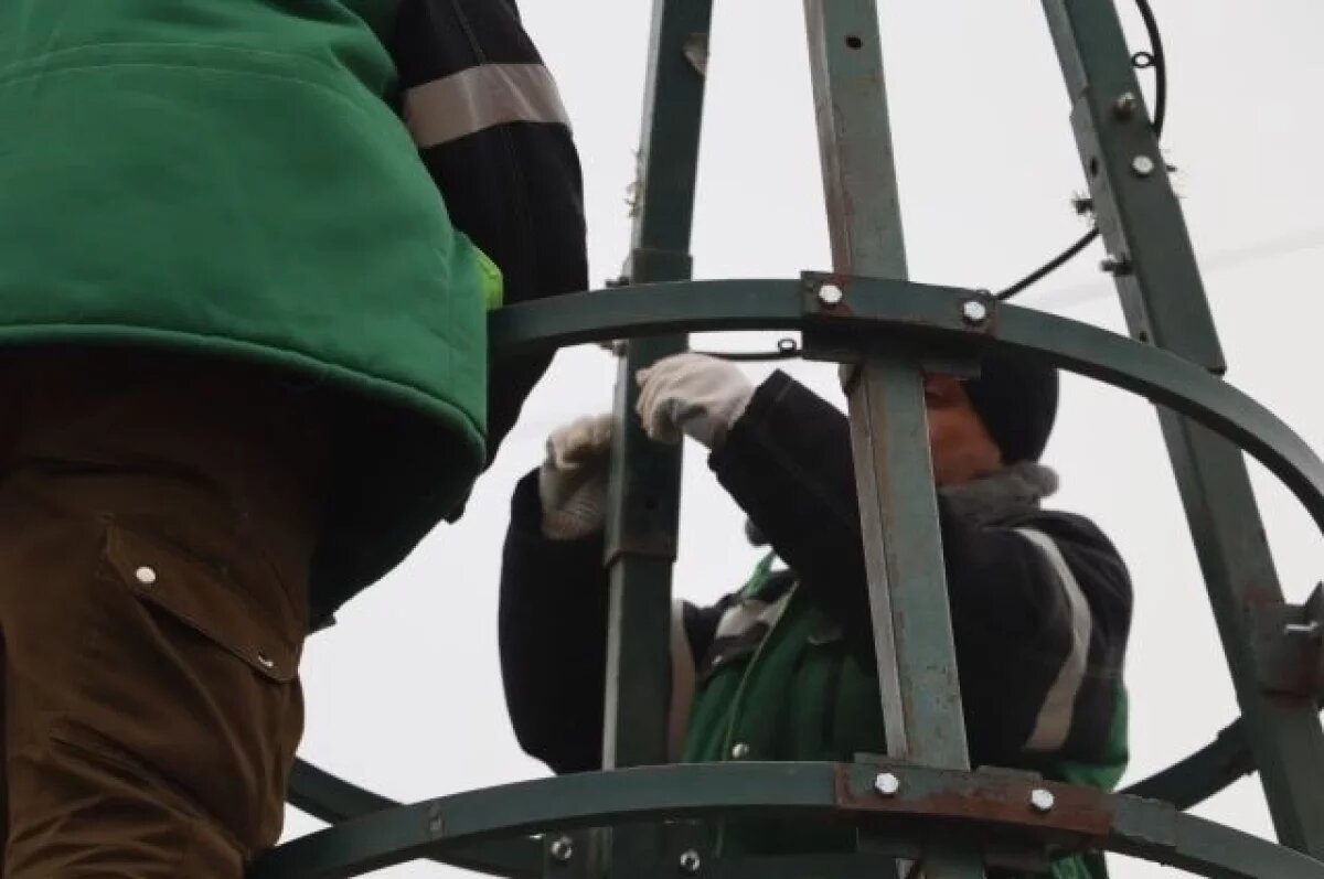    В Керчи началась установка главой новогодней елки