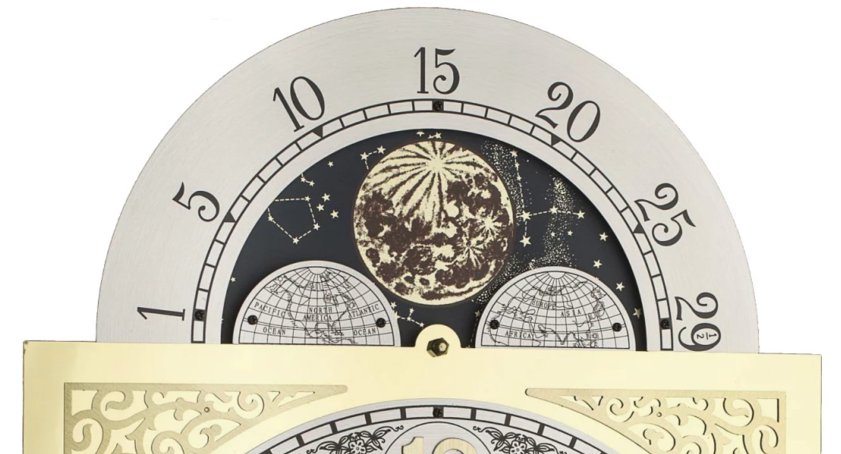 Пример лунного календаря на циферблате напольных часов
