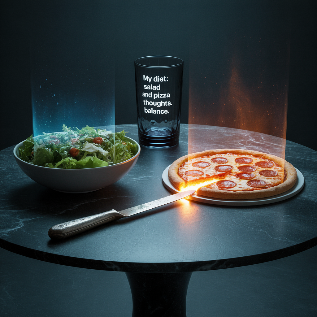 Моя диета: есть салат и думать о пицце. Баланс.
