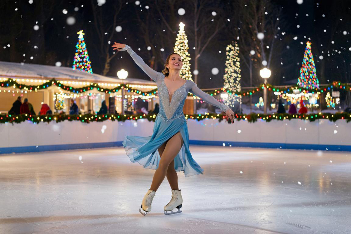 На Конюшенной площади запустили зимний каток с ледовым спектаклем.  Фото: Изображение сгенерировано с помощью ИИ / Светлана Возмилова