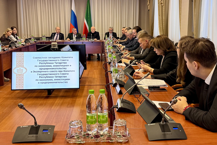    На совместном заседании комитета Госсовета РТ по экономике, инвестициям и предпринимательству и экспертного совета обсудили законопроект о запрете продаж энергетических напитков.   
Фото: gossov.tatarstan.ru