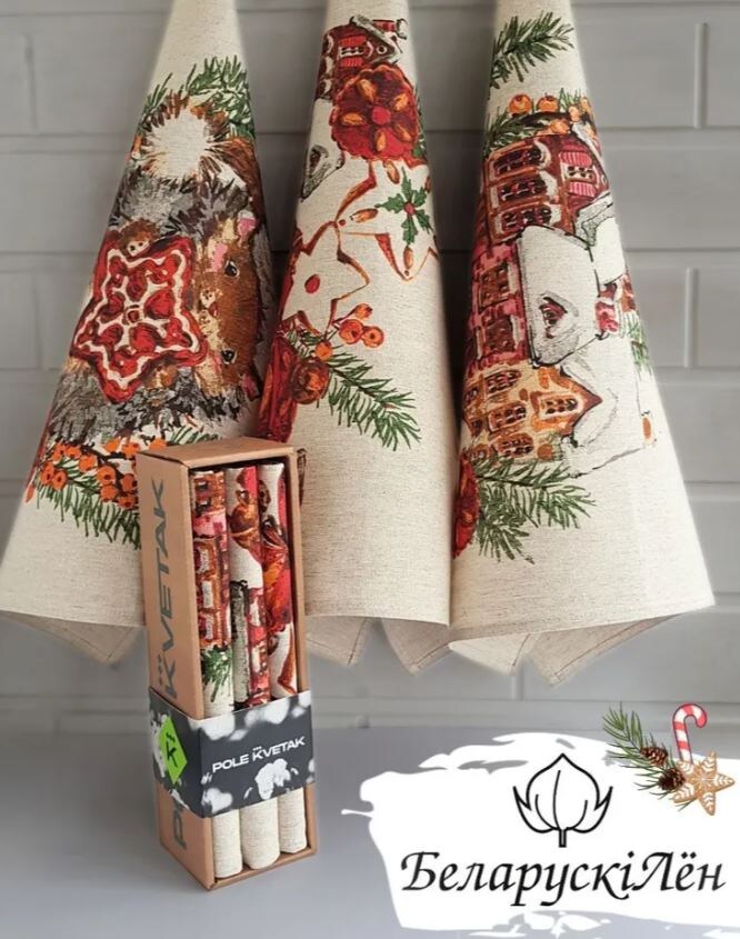Новогодние полотенчики, Белорусский Лён, набор на ОЗОНе около 600р. Очень хорошее качество, рекомендую.